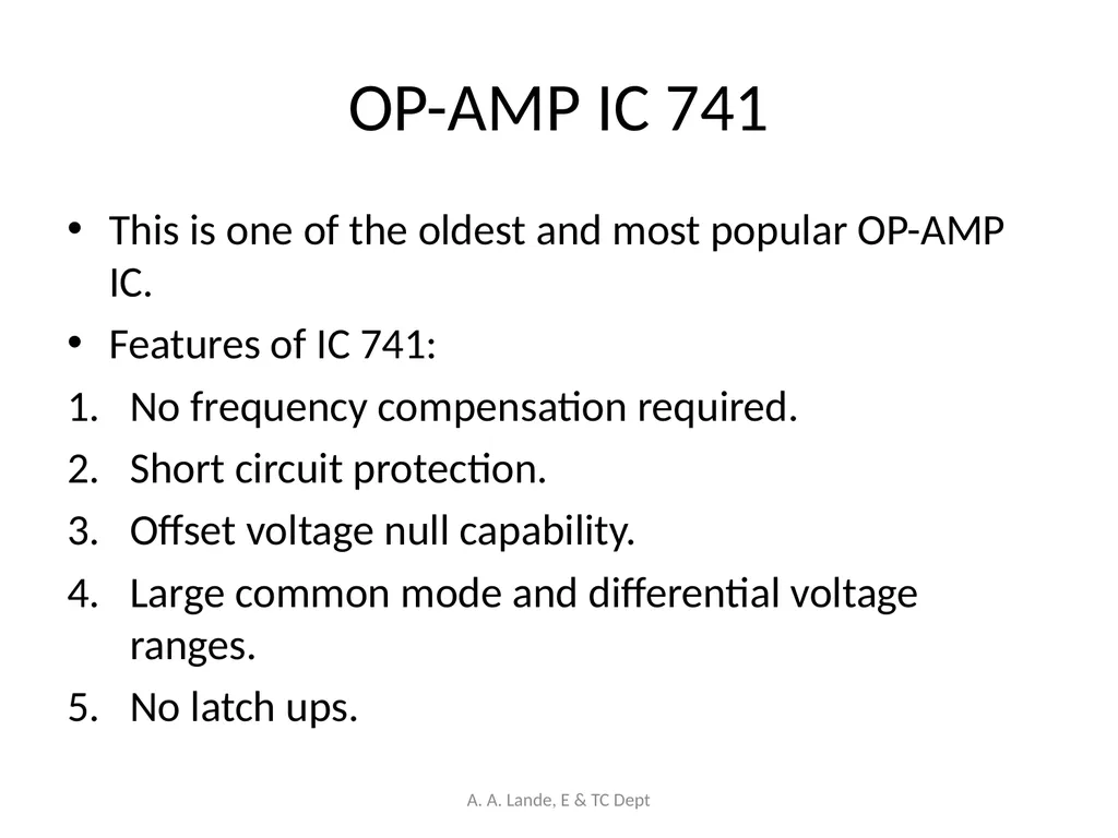 ANALOG CIRCUITS A. A. Lande, E & TC Dept Course - slide 17 of 96