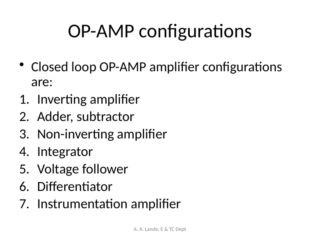 ANALOG CIRCUITS A. A. Lande, E & TC Dept Course - slide 28 of 96