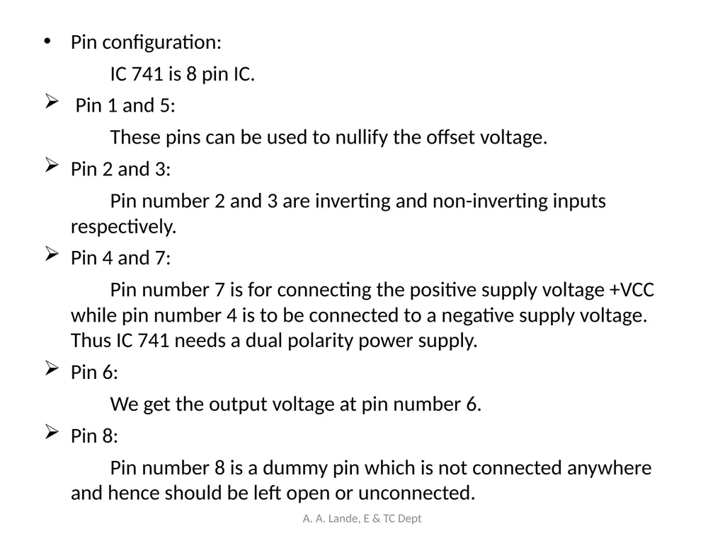 ANALOG CIRCUITS A. A. Lande, E & TC Dept Course - slide 19 of 96
