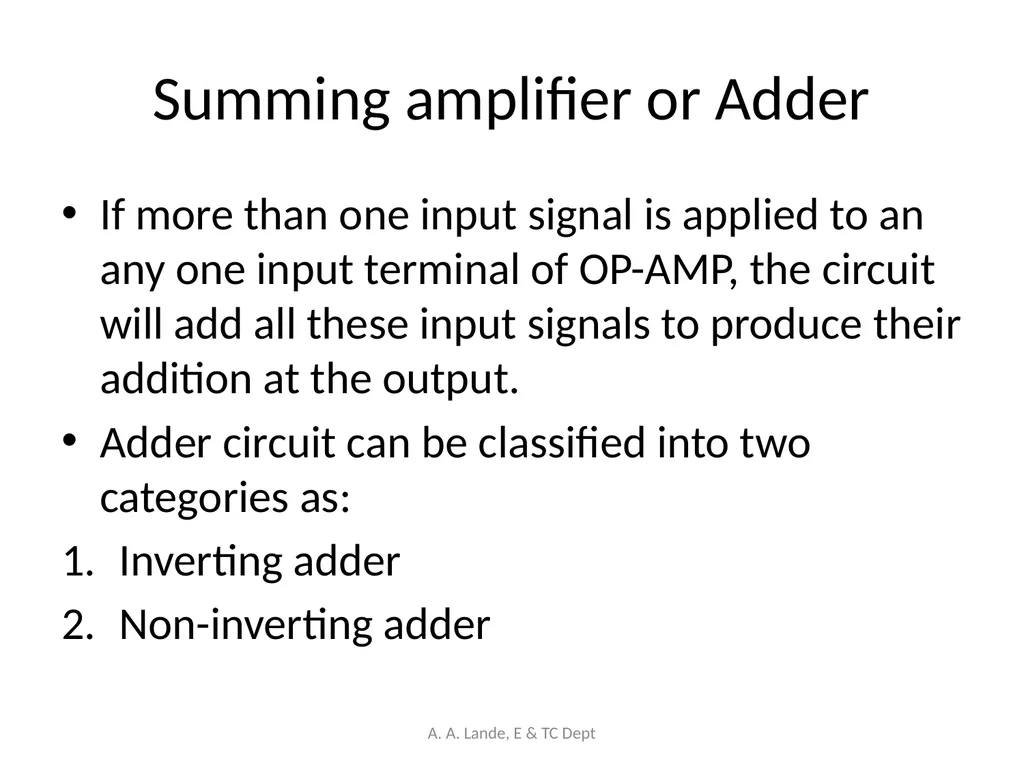 ANALOG CIRCUITS A. A. Lande, E & TC Dept Course - slide 35 of 96