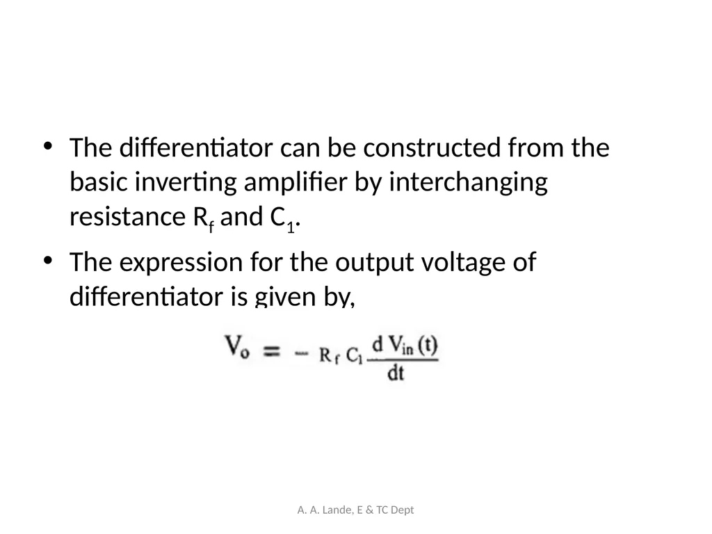 ANALOG CIRCUITS A. A. Lande, E & TC Dept Course - slide 50 of 96