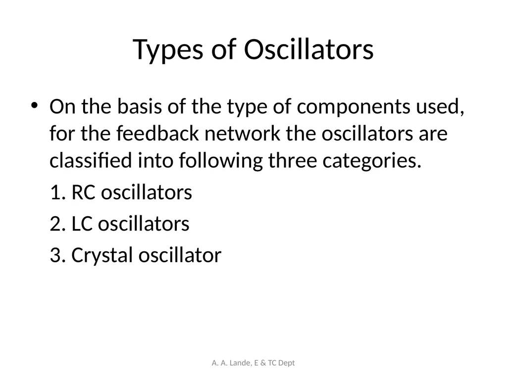 ANALOG CIRCUITS A. A. Lande, E & TC Dept Course - slide 94 of 96