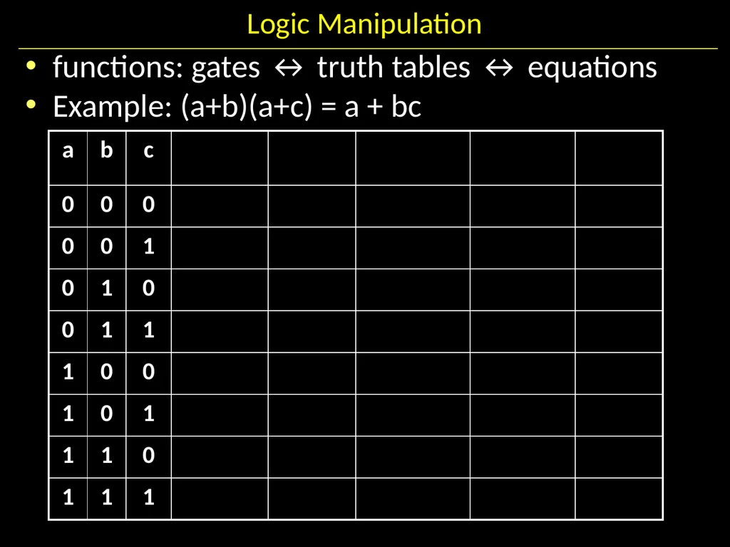 Gates and Logic: From switches to Transistors, - slide 22 of 48