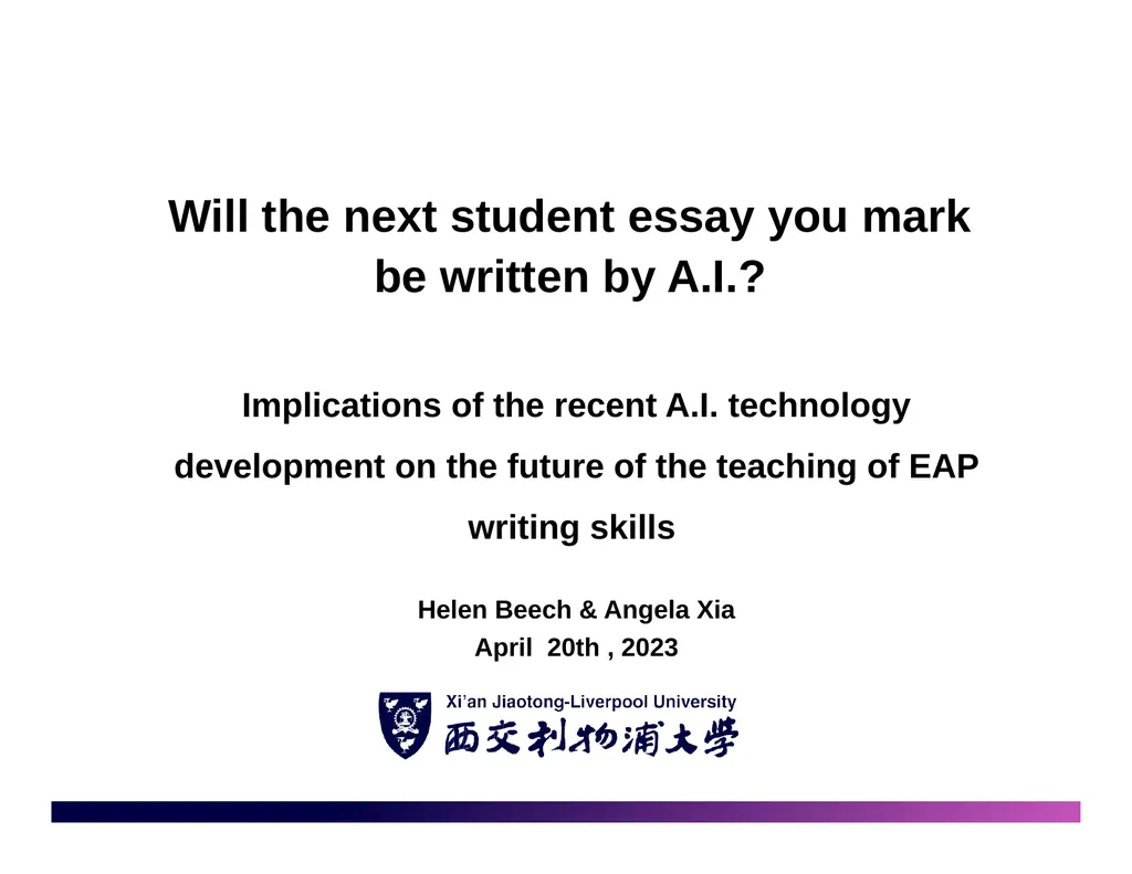 Will the next student essay you mark be written by - slide 1 of 28