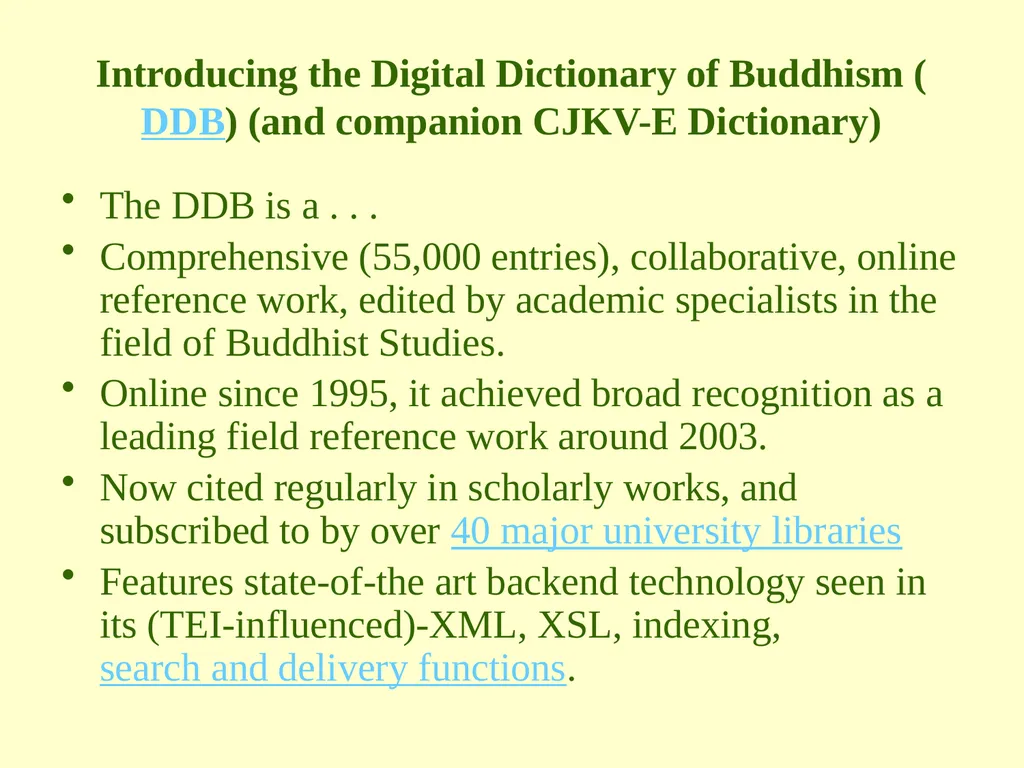 The Digital Dictionary of Buddhism [DDB]: A Model - slide 5 of 20