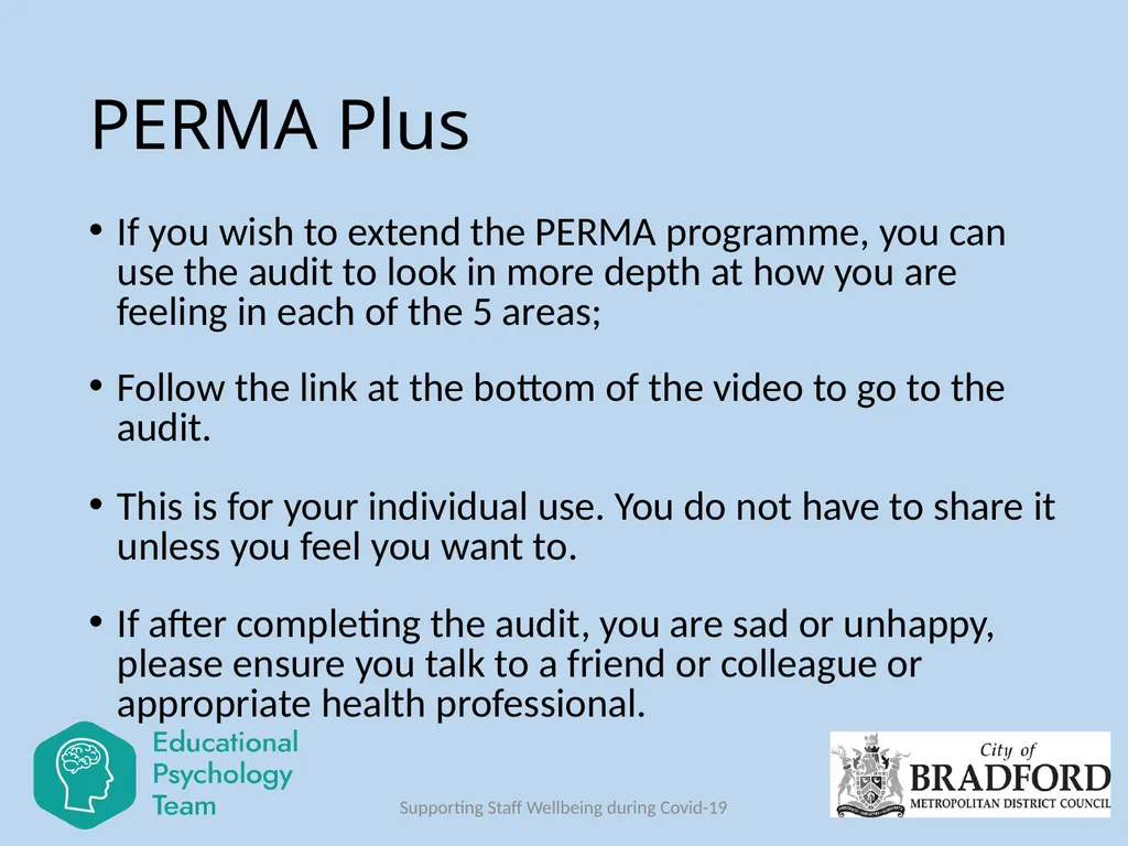 Session 6 PERMA Plus Dr Ruth Dennis Principal - slide 9 of 14