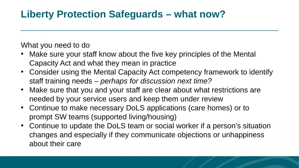Mental Capacity drop-in session for care providers - slide 18 of 21