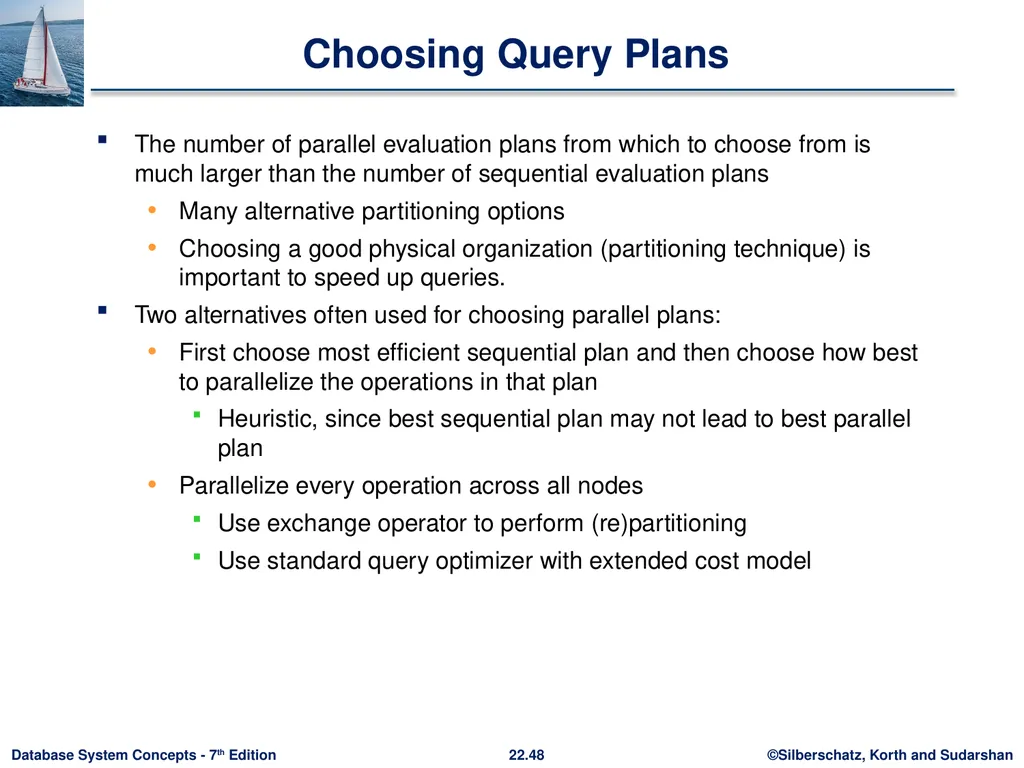 Chapter 22: Parallel and Distributed Query - slide 48 of 70