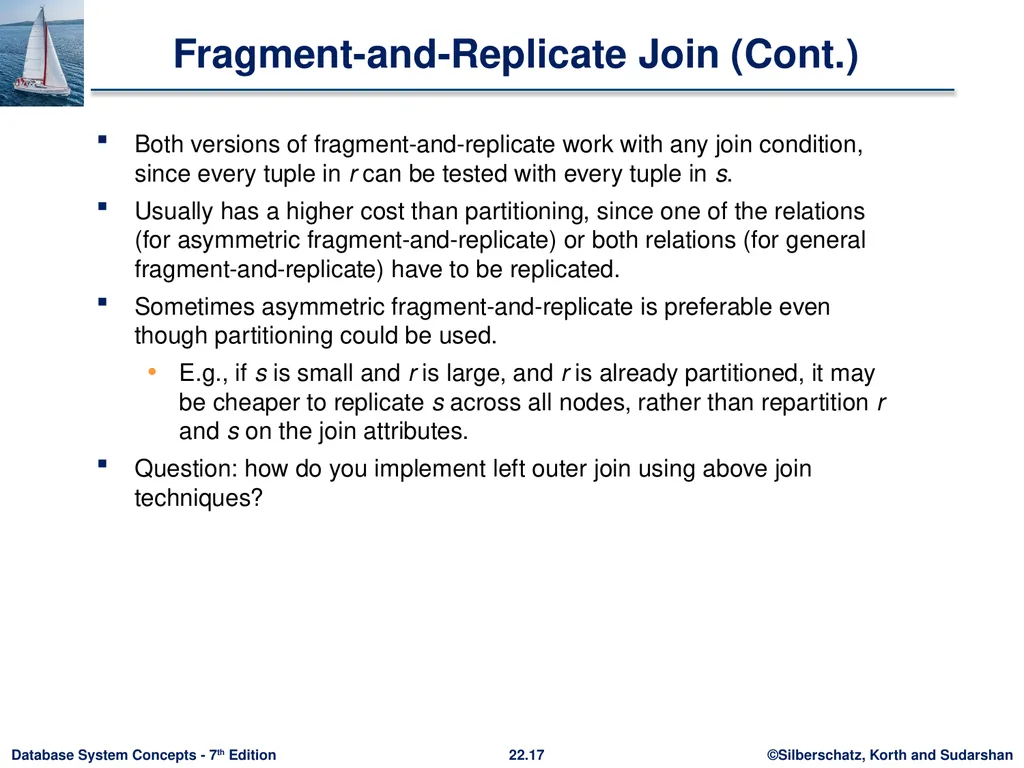 Chapter 22: Parallel and Distributed Query - slide 17 of 70