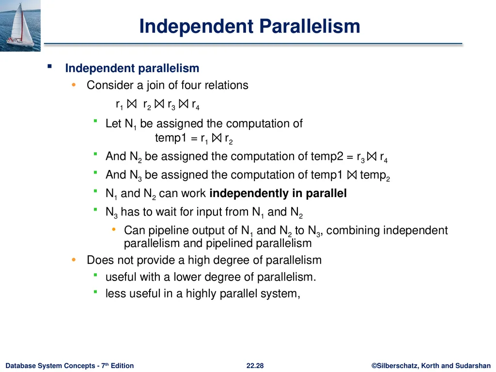 Chapter 22: Parallel and Distributed Query - slide 28 of 70