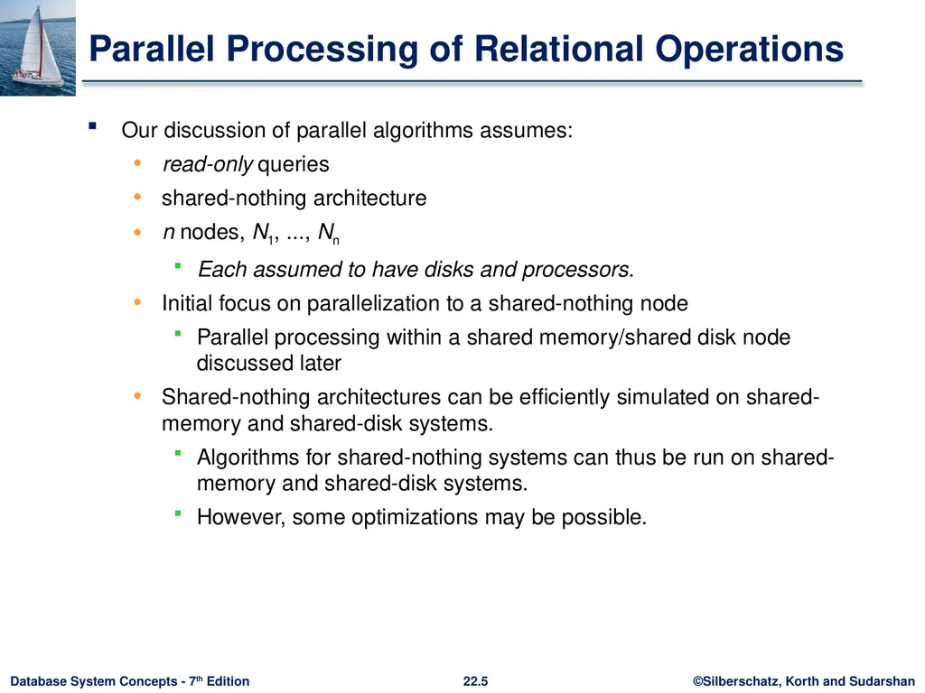 Chapter 22: Parallel and Distributed Query - slide 5 of 70