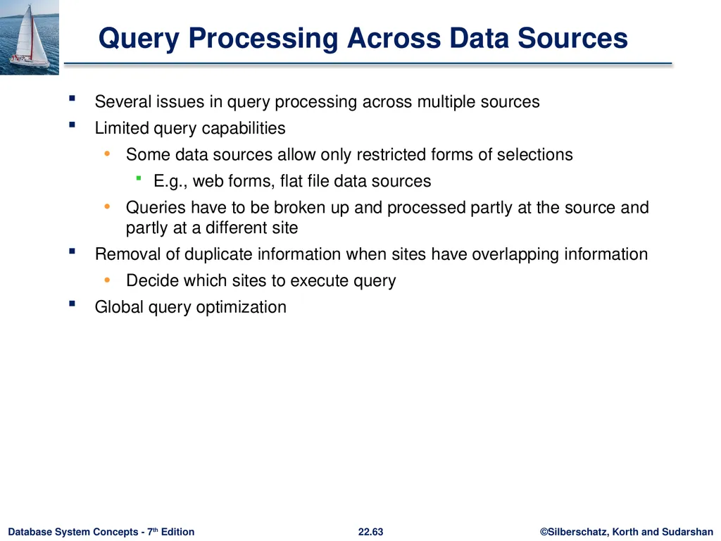 Chapter 22: Parallel and Distributed Query - slide 63 of 70
