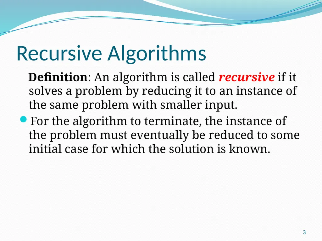 Recursive Algorithms Section 5.4 1 Section Summary - slide 3 of 16
