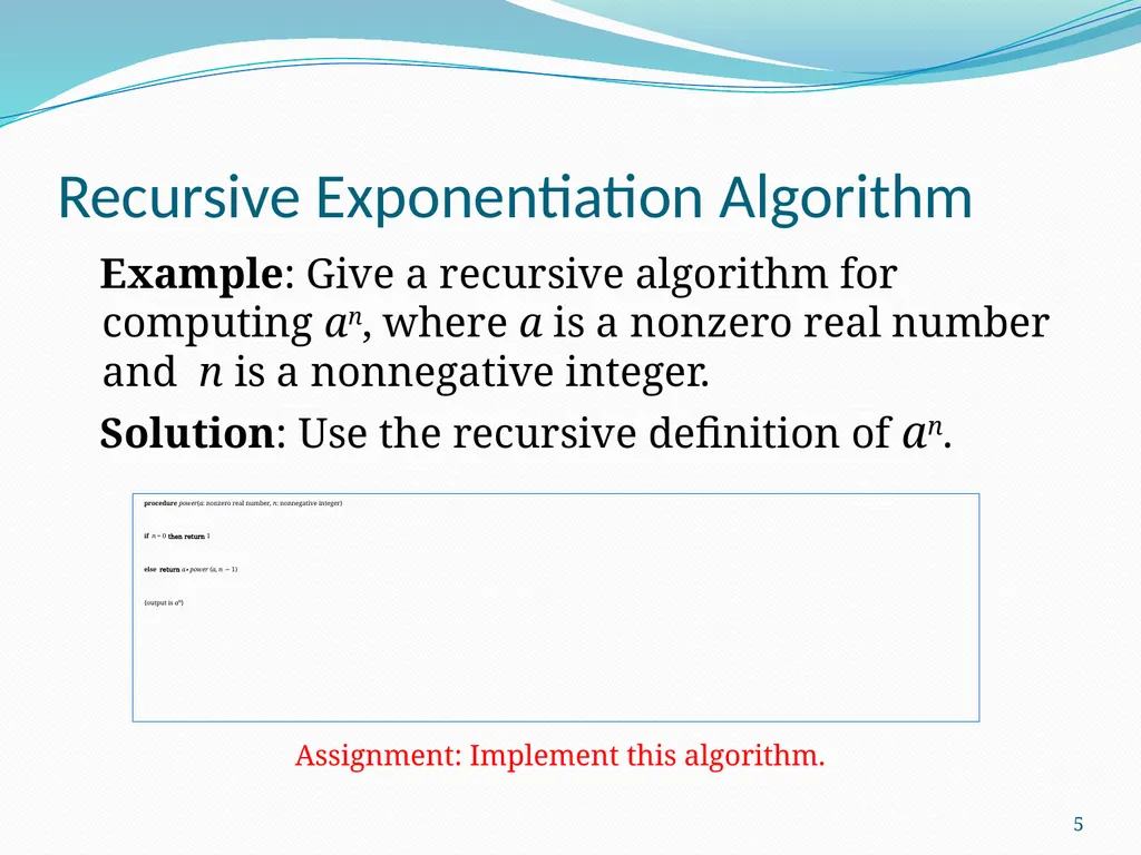 Recursive Algorithms Section 5.4 1 Section Summary - slide 5 of 16