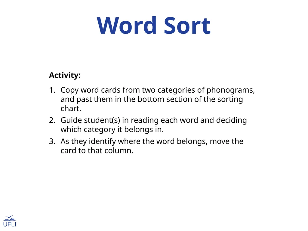 Word Sort had pad dad tap map cap Word Sort - slide 2 of 5