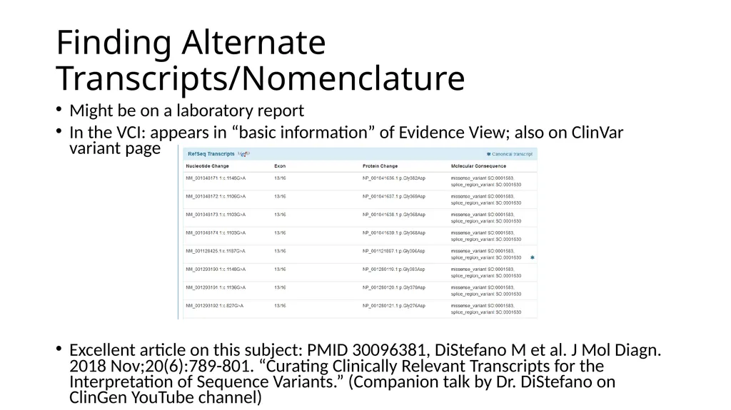 Sequence Variant Literature Search Tips and Tricks - slide 9 of 21