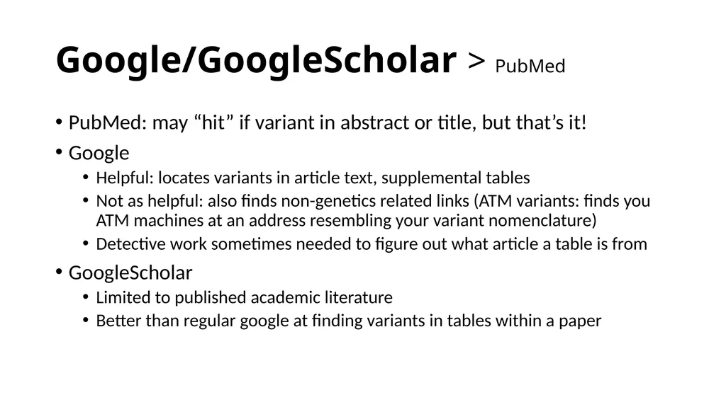 Sequence Variant Literature Search Tips and Tricks - slide 7 of 21
