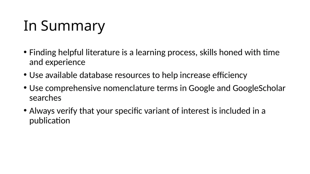 Sequence Variant Literature Search Tips and Tricks - slide 19 of 21