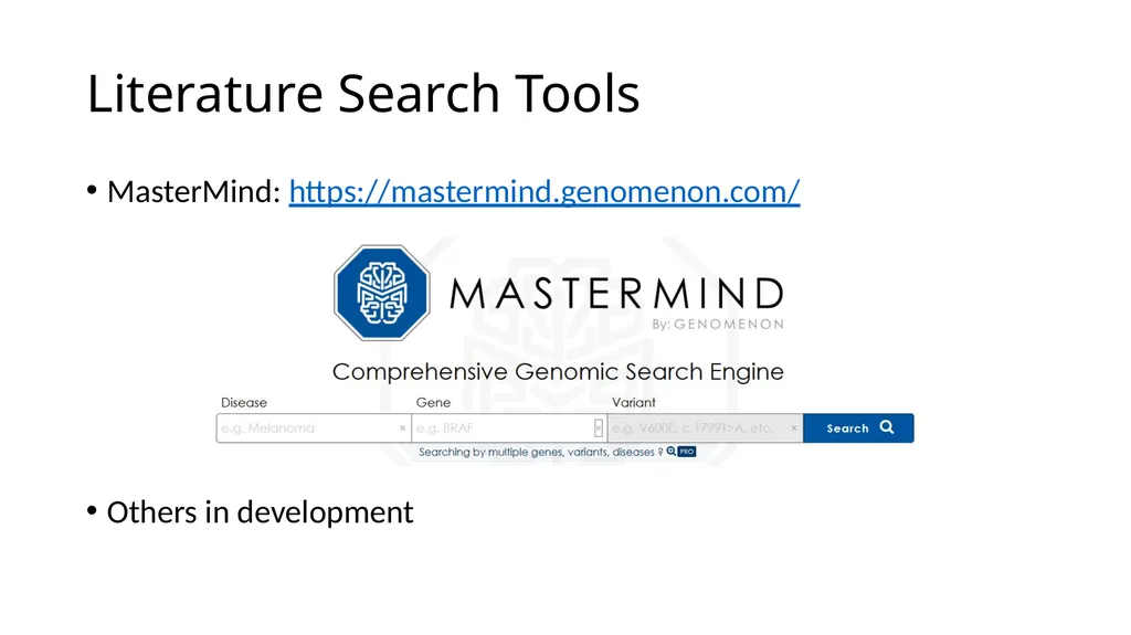 Sequence Variant Literature Search Tips and Tricks - slide 6 of 21