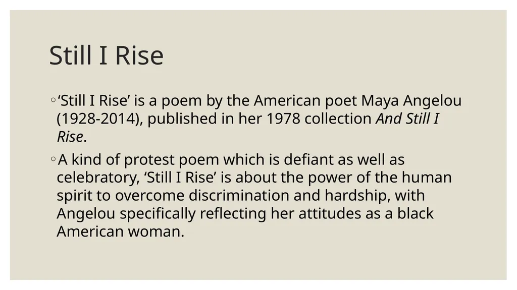 Maya Angelou Maya Angelou Maya Angelou was an - slide 9 of 12