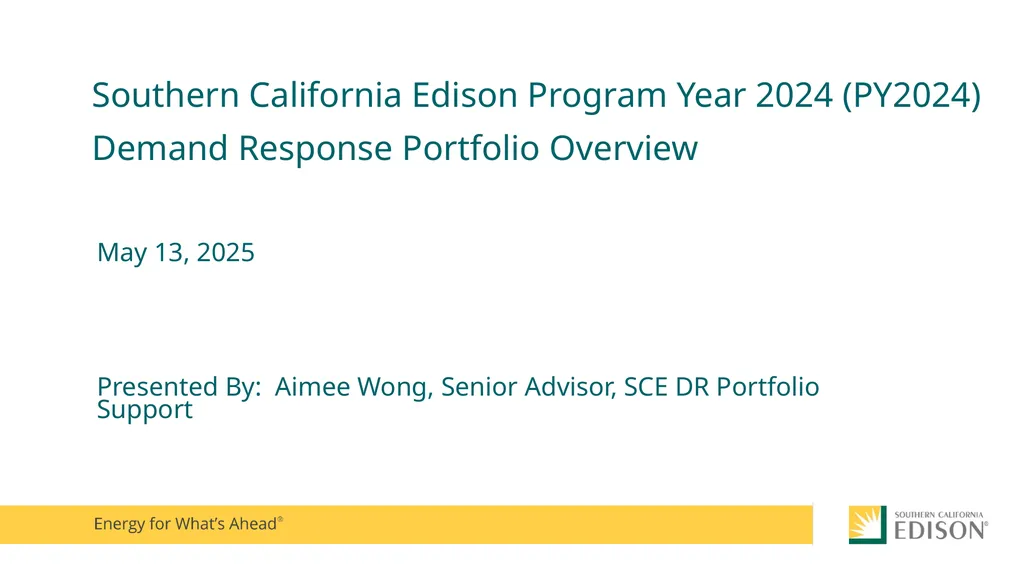 May 13, 2025 Southern California Edison Program - slide 1 of 6