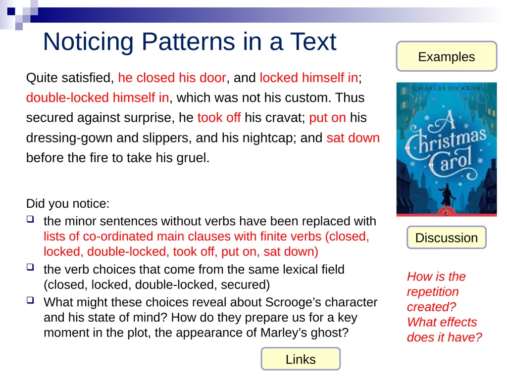 Using deliberate repetition to reveal character - slide 5 of 7