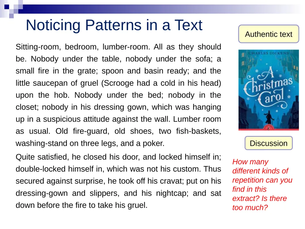 Using deliberate repetition to reveal character - slide 3 of 7