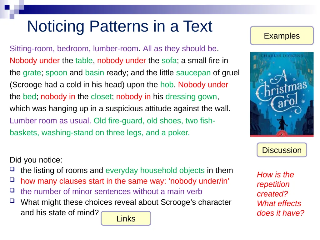 Using deliberate repetition to reveal character - slide 4 of 7