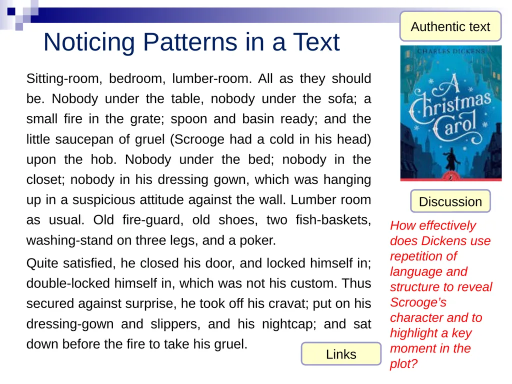Using deliberate repetition to reveal character - slide 7 of 7