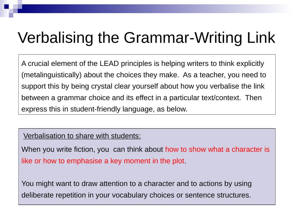 Using deliberate repetition to reveal character - slide 6 of 7