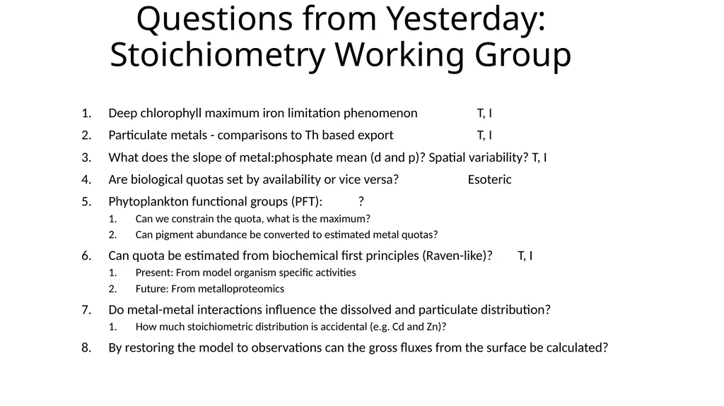 Questions from Yesterday: Stoichiometry Working - slide 1 of 5