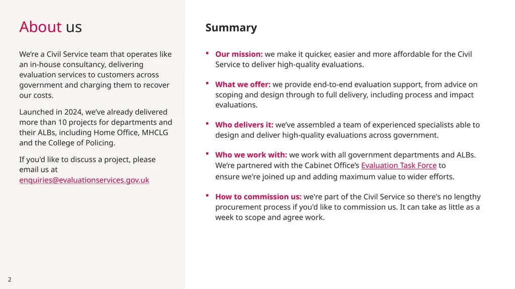 Evaluation Services Unit Delivering high-quality, - slide 2 of 10