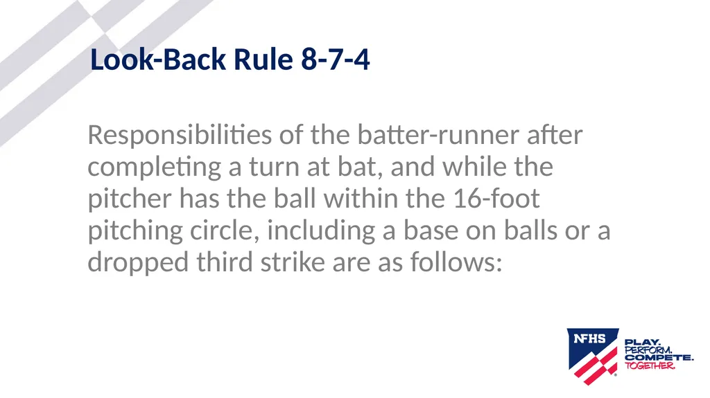 2025-26 NFHS Softball Look-Back Rule Updated - slide 5 of 17