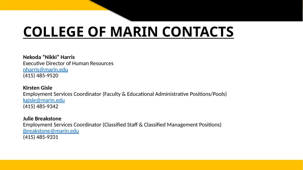 College of Marin Human Resources Department - slide 8 of 9