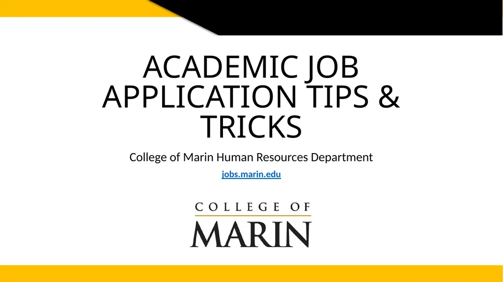 College of Marin Human Resources Department - slide 1 of 9