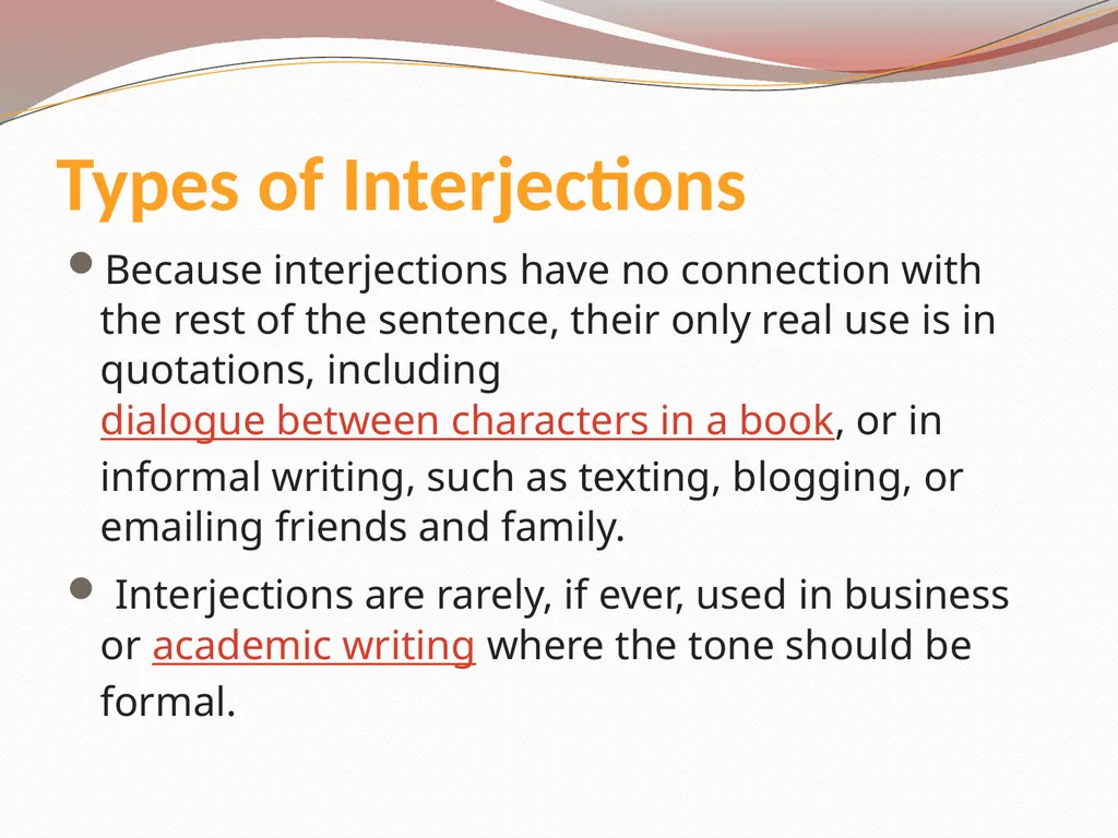 Types of Interjections Asst. Prof. Estabraq R. - slide 2 of 5