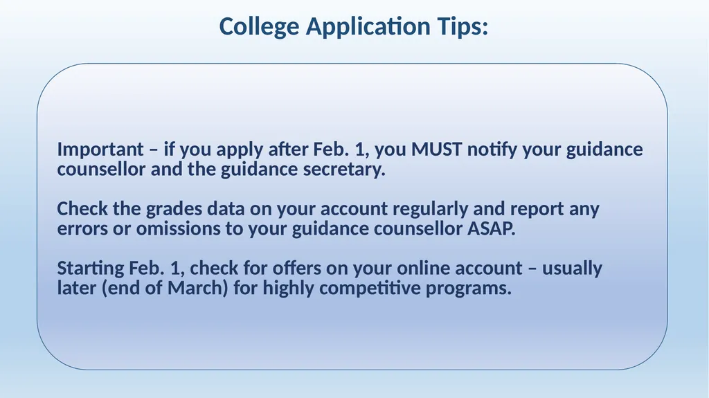 Applying to College & University in Ontario - slide 21 of 26