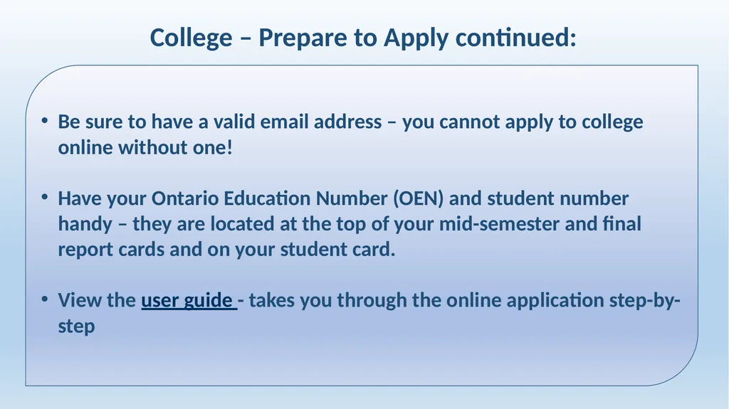 Applying to College & University in Ontario - slide 13 of 26