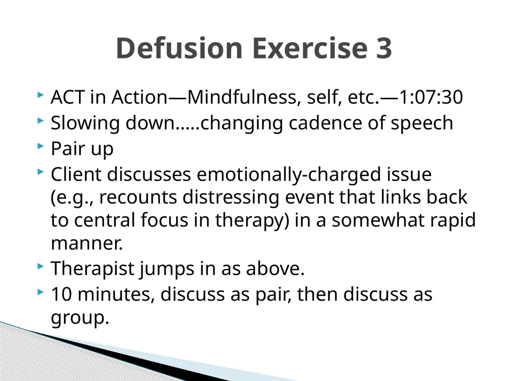 Introducing & Integrating Cognitive Defusion - slide 23 of 25