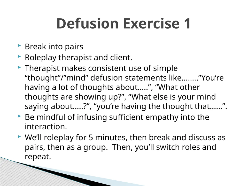 Introducing & Integrating Cognitive Defusion - slide 15 of 25