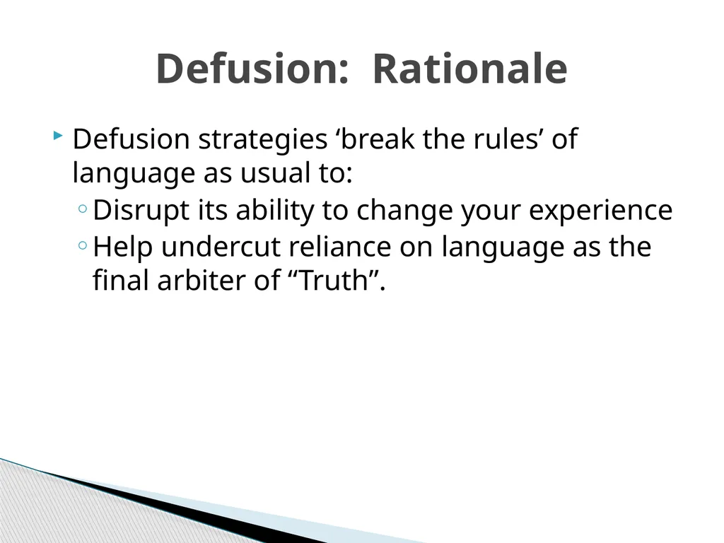 Introducing & Integrating Cognitive Defusion - slide 4 of 25