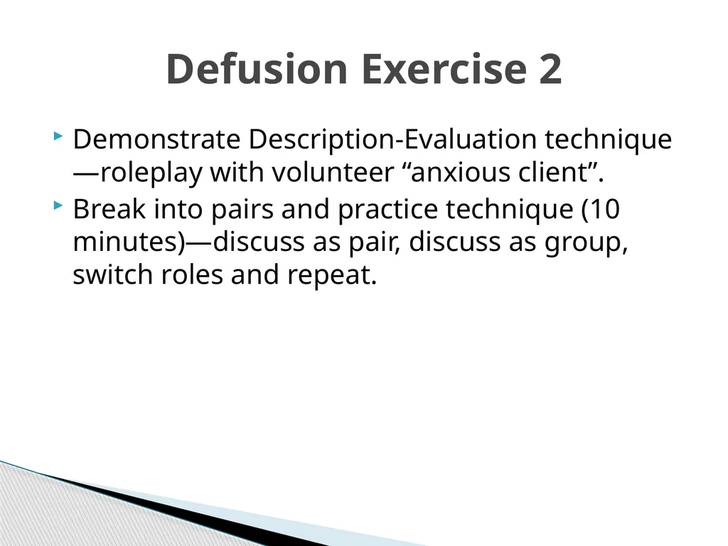 Introducing & Integrating Cognitive Defusion - slide 17 of 25