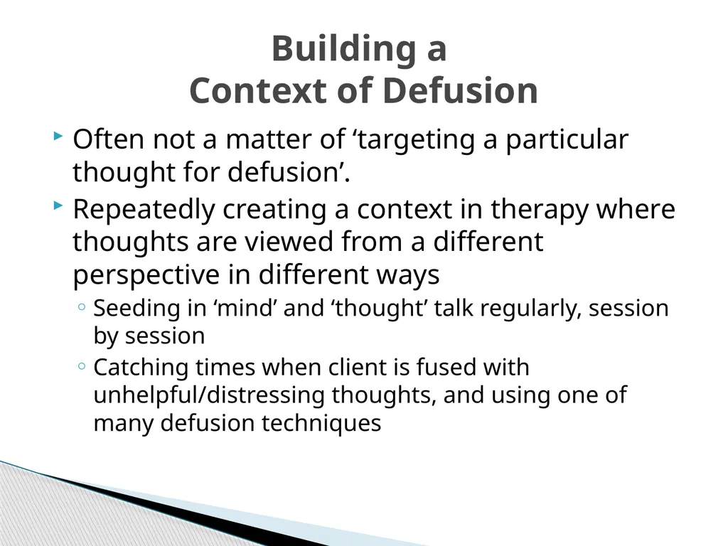 Introducing & Integrating Cognitive Defusion - slide 12 of 25