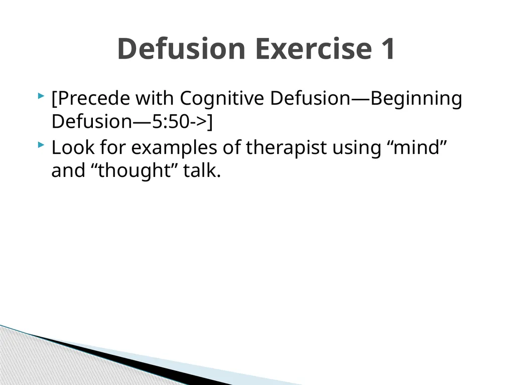 Introducing & Integrating Cognitive Defusion - slide 14 of 25