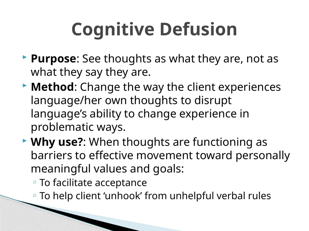 Introducing & Integrating Cognitive Defusion - slide 3 of 25
