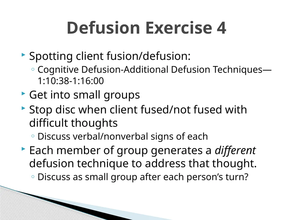 Introducing & Integrating Cognitive Defusion - slide 24 of 25