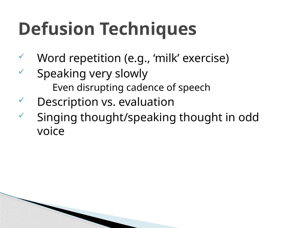Introducing & Integrating Cognitive Defusion - slide 9 of 25