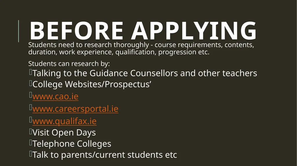Life after the Leaving Cert Information for - slide 8 of 31