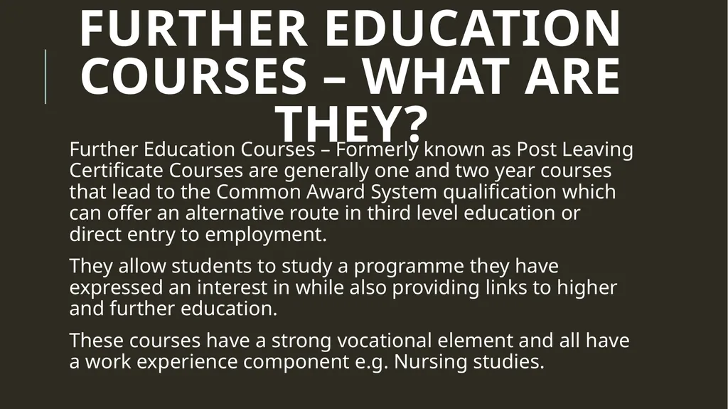Life after the Leaving Cert Information for - slide 23 of 31