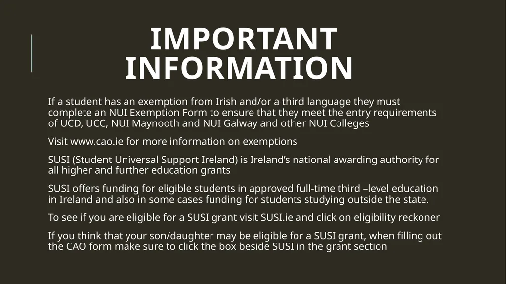 Life after the Leaving Cert Information for - slide 21 of 31
